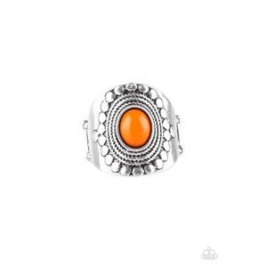 ZEN To One - Orange Silver Stretchy Ring Jewelry